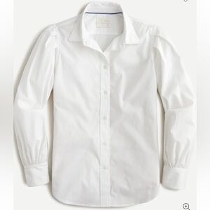 J. Crew Slim Fit Puff Sleeve White Shirt Sz 12 Cotton